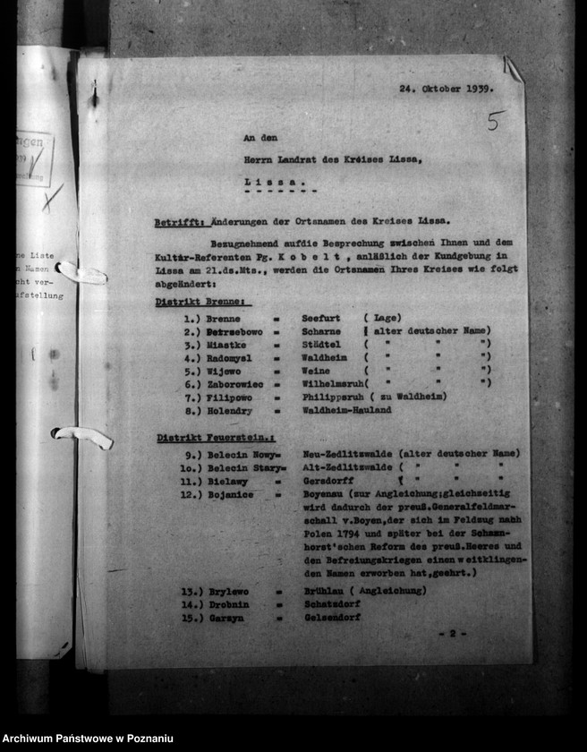 Obraz 9 z jednostki "Ortsnamenänderung - Kreis Lissa (Leszno)"