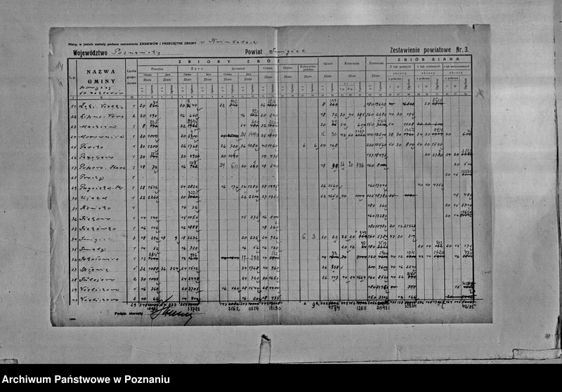 Obraz 16 z jednostki "/Statystyka produkcji rolnej - zestawienie powiatowe - Śmigiel"