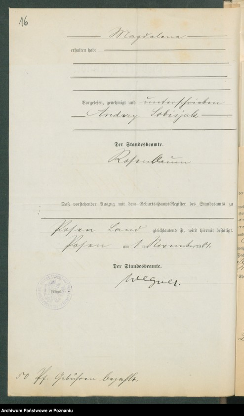 Obraz 18 z jednostki "[Dokumenty dostarczone przez narzeczonych do zawarcia związku małżeńskiego za 1901 rok. Tom XVIII]"