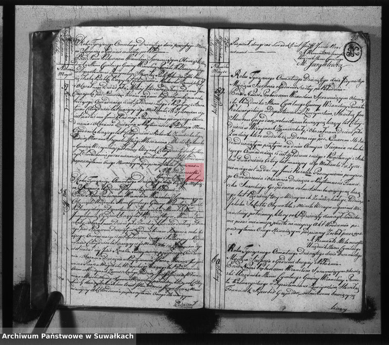 image.from.unit.number "Księga do zapisywania aktów cywilnych urodzenia gminy wiżajńskiey, departamentu łomżyńskiego, powiatu kalwaryjskiego"
