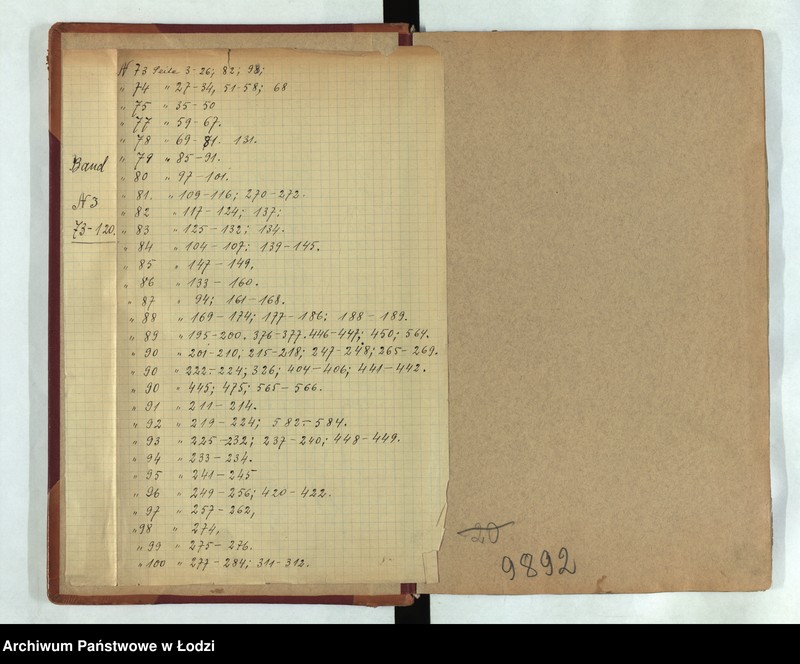 Obraz 1 z jednostki "Księga ludności stałej Łódź - cyrkuł I nr 73-120"