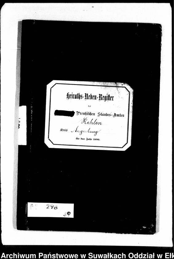 image.from.unit.number "Heiraths-Neben-Register des Preussischen Standes-Amtes Kehlen Kreis Angerburg"