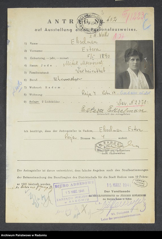 image.from.unit.number "[Wnioski o wydanie dowodów osobistych oraz nie odebrane dowody Ekselman - Estersohn]"