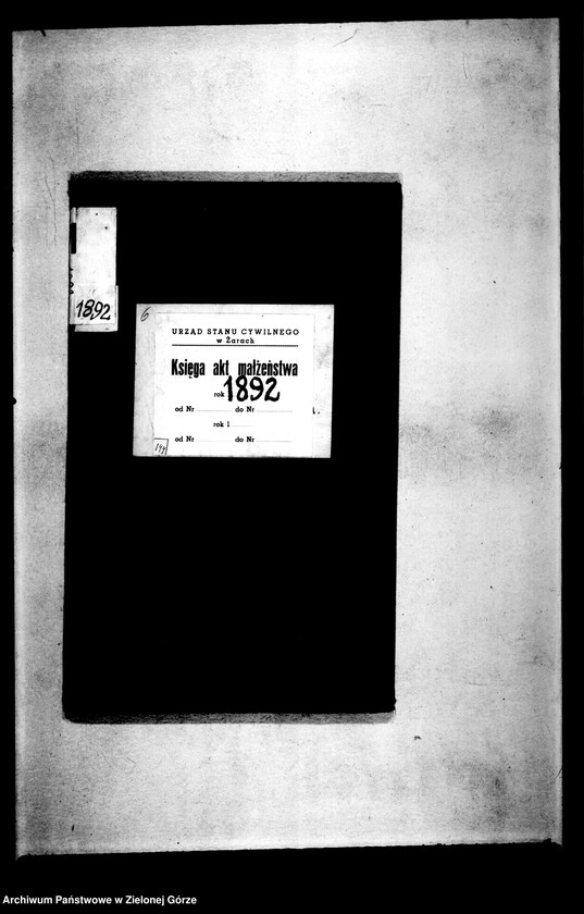 Obraz z jednostki "[Księga akt małżeństw rok 1892-Żary okolice]"