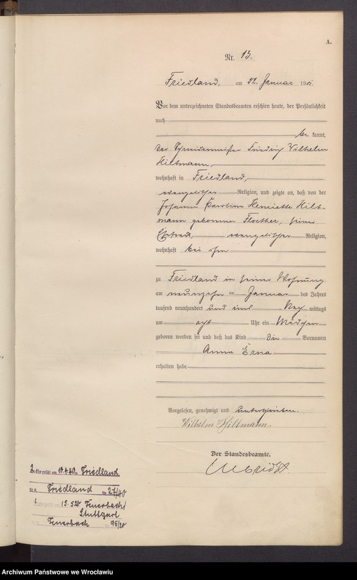 image.from.unit.number "Księga urodzeń USC Mieroszów (Friedland) 1901"