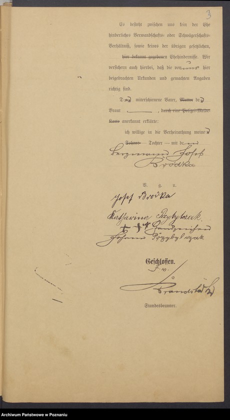 Obraz 5 z jednostki "Die von den Verlobten beigebrachten Urkunden zur Eheschliessung pro 1900"