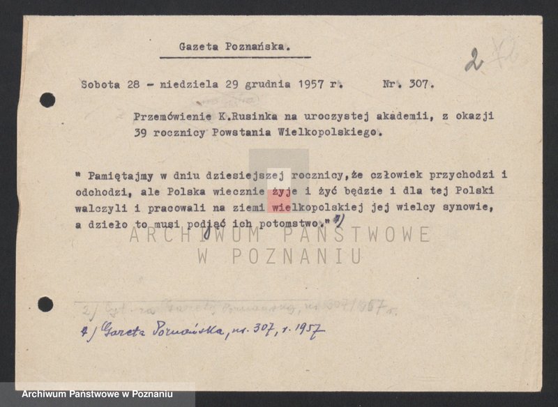 Obraz 8 z jednostki "Przemówienia i materiały dotyczące uroczystych rocznic powstania wielkopolskiego."