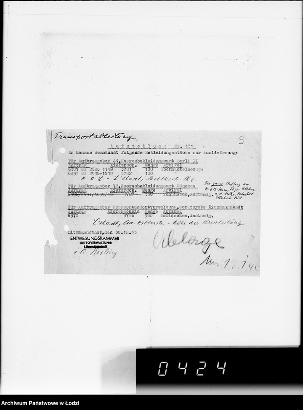 Obraz 9 z jednostki "Aufstellungen. Es kommen demnächst folgende Bekleidungsstücke zur Auslieferung"