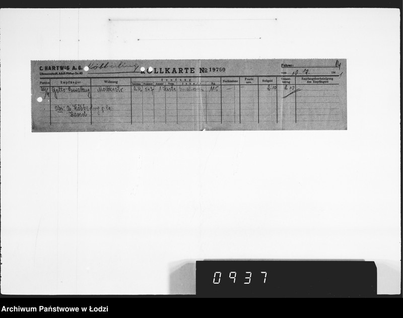 Obraz 18 z jednostki "K.Köberlin.18 Aufträge [Pokwitowania odbioru]"