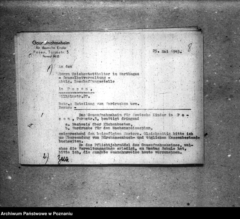 Obraz 12 z jednostki "Schriftwechsel mit der Gauselbsverwaltung vom 1 IV 1943 bis 31 III 1944. [Korespondencja w sprawach finansowych]."