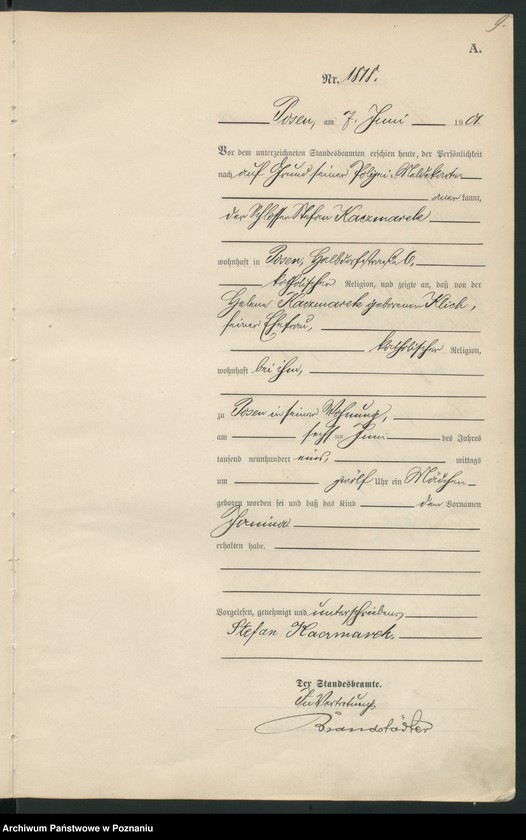 Obraz 12 z jednostki "Księga miejscowa urodzeń t. IV"