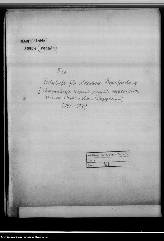 Obraz 4 z jednostki "Zeitschrift für ostdeutsche Sippenforschung [korespondencja w sprawie prospektu wydawnictwa, umowa z Wydawnictwem Pedagogicznym]"