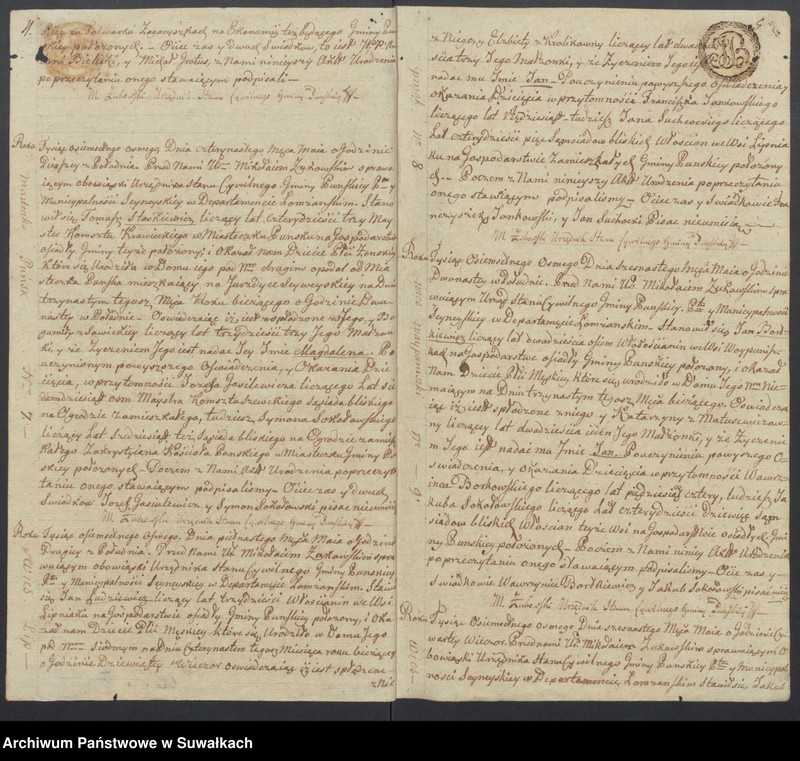 image.from.unit.number "Akta urodzonych gminy puńskiey rok 1808"