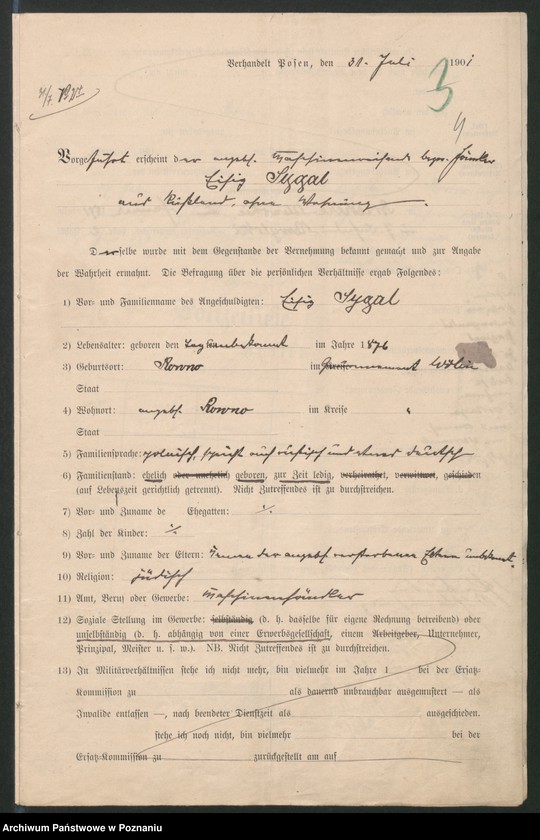 Obraz 8 z jednostki "A. betr. den russischen Untertanten Eisig Sygal"