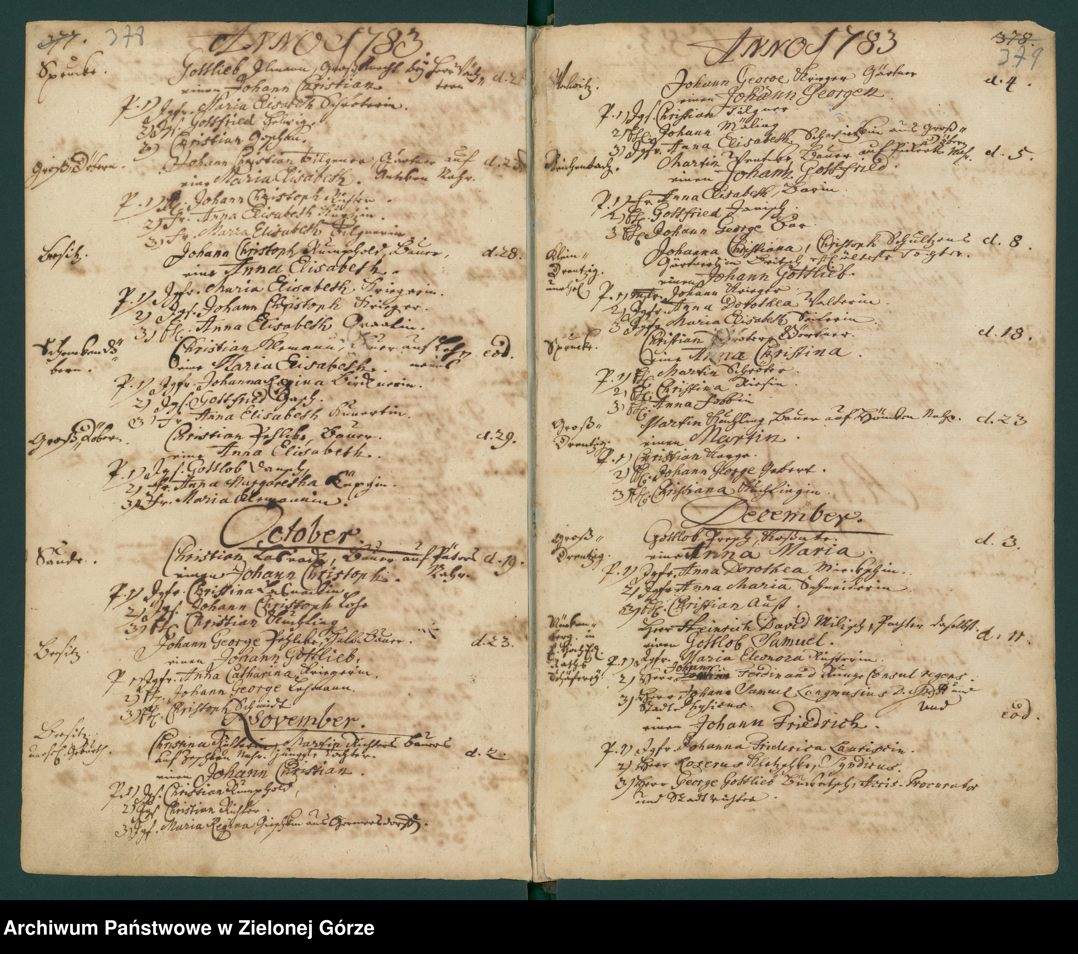 Skan z jednostki: Kirchebuch Register der in der Gubener Klosterparochie von 1737-1785 Geborner und Getaufen