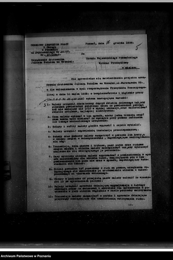 Obraz 9 z jednostki "Zatwierdzenie zakładu przemysłowego /śrutownika/ J. Schultza we Wrześni"