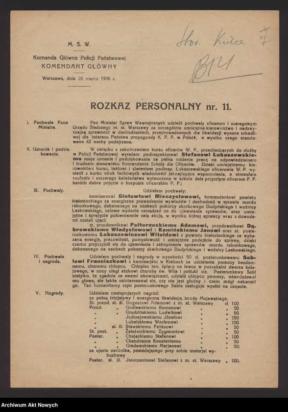 image.from.unit.number "Rozkazy personalne Komendanta Głównego Policji Państwowej"