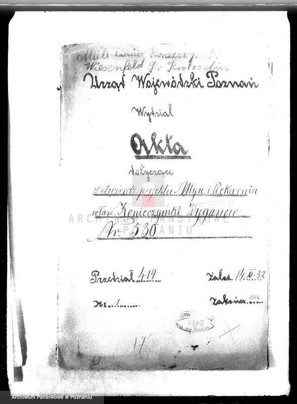 Obraz 4 z jednostki "Zatwierdzenie projektu młyna i piekarni Konieczyńskiego w Wyganowie, pow. krotoszyński nr woj. 530"