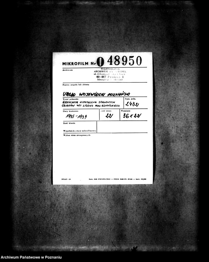 Obraz 2 z jednostki "Regulacja hipoteczna scalonych gruntów wsi Lisewo powiatu konińskiego"