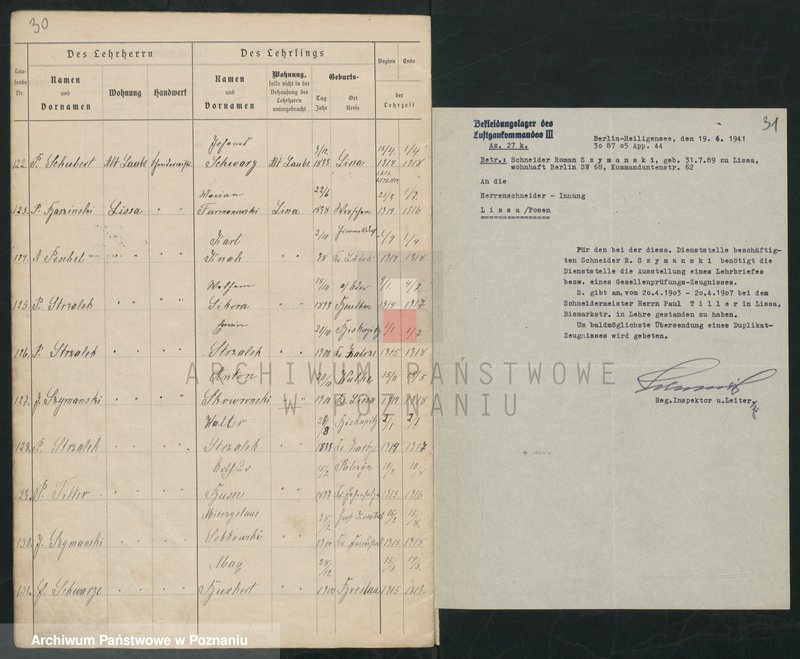 Obraz 17 z jednostki "Lehrlingsrolle für die Schneiderinnung in Lissa. [Rejestr uczniów - data wstąpienia w naukę i rok wyzwolenia]"