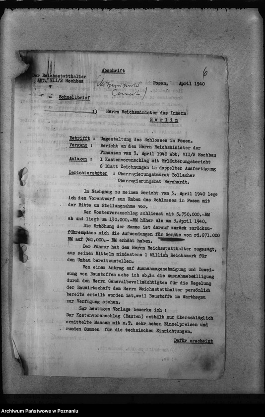 Obraz 10 z jednostki "Umbau des Schlosses Posen"