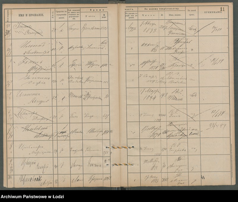 Obraz 13 z jednostki "[Księga ludności niestałej m. Łodzi lit. I]"