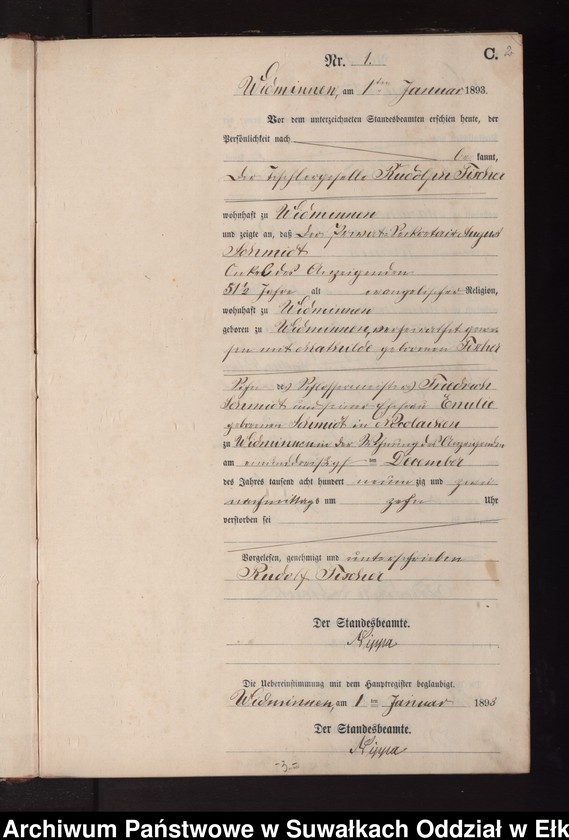 image.from.unit.number "Sterbe-Neben-Register des Preussischen Standes-Amtes Widminnen Kreis Loetzen"