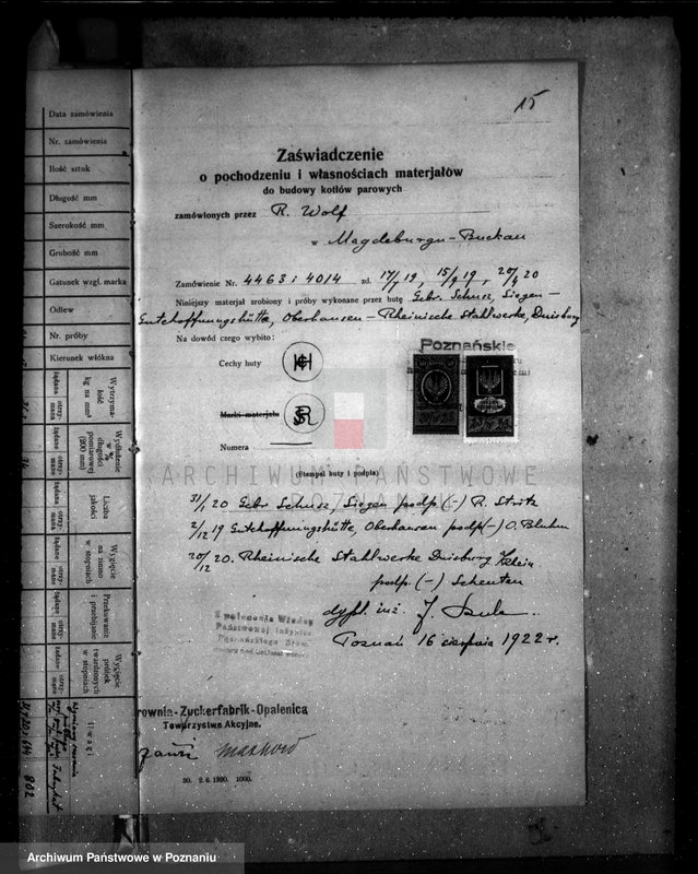 Obraz 19 z jednostki "Cukrownia w Opalenicy Towarzystwo Akcyjne nr woj. 129"