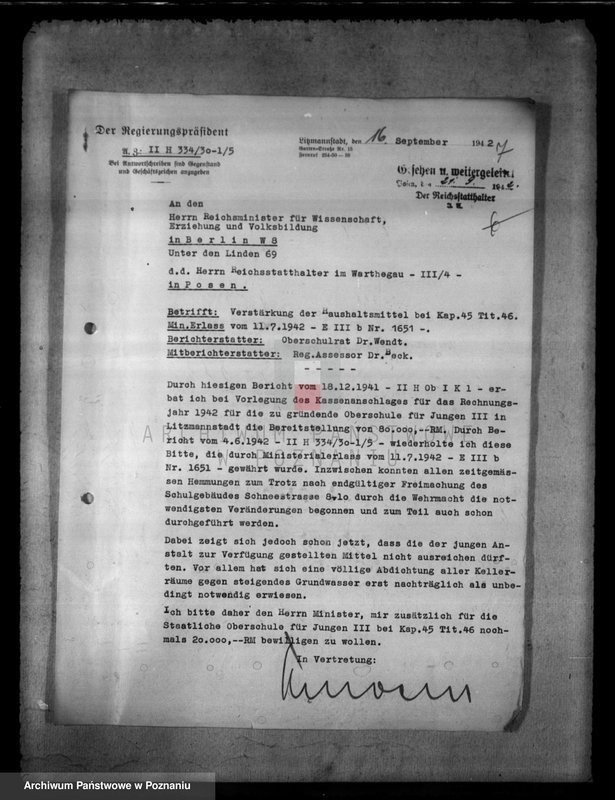 Obraz 11 z jednostki "Haushalt des höheren Schulen. Erziehungsbeihilfen. Begabtenförderung"