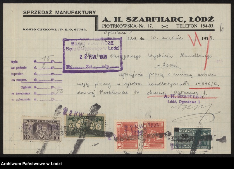 Obraz 6 z jednostki "Abram Hersz Szarfharc- sprzedaż manufaktury bawełnianej"