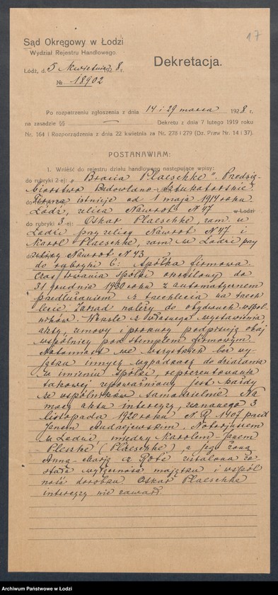 Obraz 19 z jednostki "Oskar i Karol Plaeschke – przedsiębiorstwo budowlano-sztukateryjne"