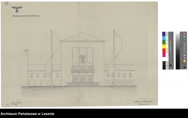 Obraz 5 z jednostki "Leszno miasto. Koncepcja architektoniczno-budowlana projektowanej auli przy budynku NSDAP (obecnie Zespół Szkół Nr 4, budynek niezrealizowany)."