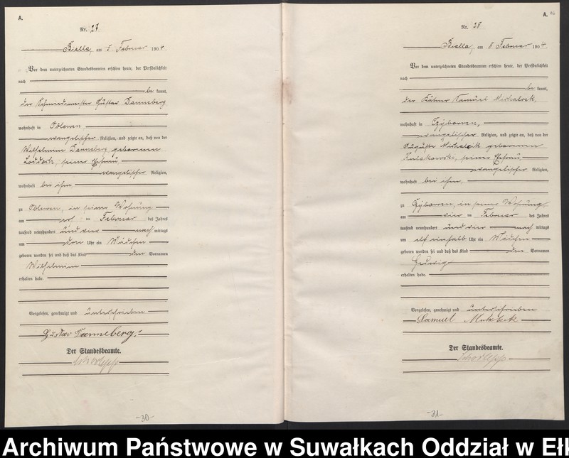image.from.unit.number "Geburts-Haupt-Register des Königlichen Preussischen Standes-Amtes Bialla Kreis Johannisburg"
