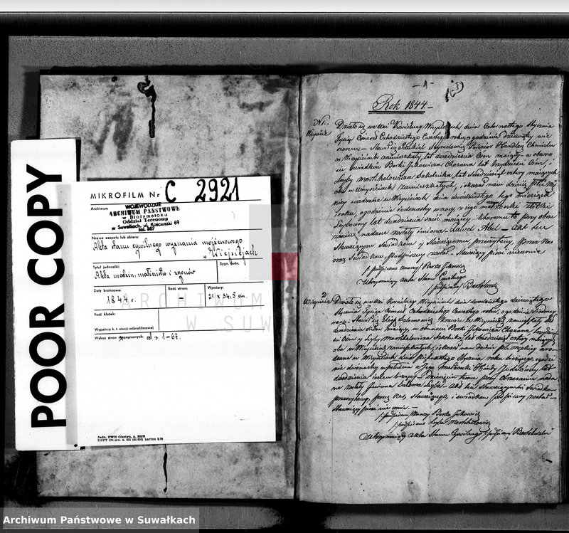 image.from.unit.number "Rok 1844 Duplikat Urodzonych, Zeszłych i Zaślubionych Starozakonnych Okręgu Wiejsieie"