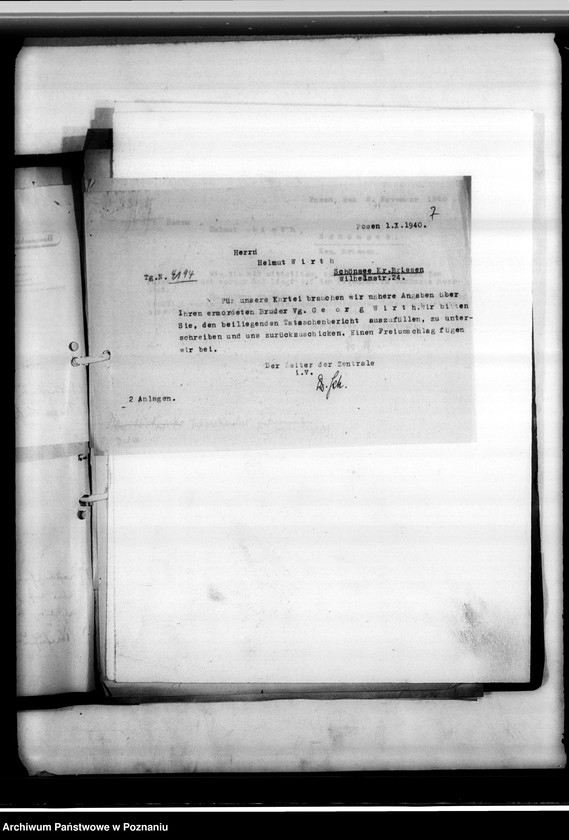 Obraz 11 z jednostki "Im Jahre 1940 beantragte Sterbeurkunden (miejscowych Niemców, którzy zginęli w 1939 roku"