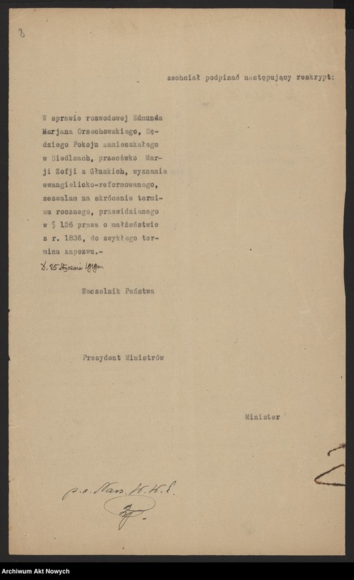 image.from.unit.number "(Reskrypty Naczelnika Państwa dotyczące skrócenia rocznego terminu zapozwu w sprawach rozwodowych rozpatrywanych przez Ewangelicko - Reformowany Sąd Konsystorski)"