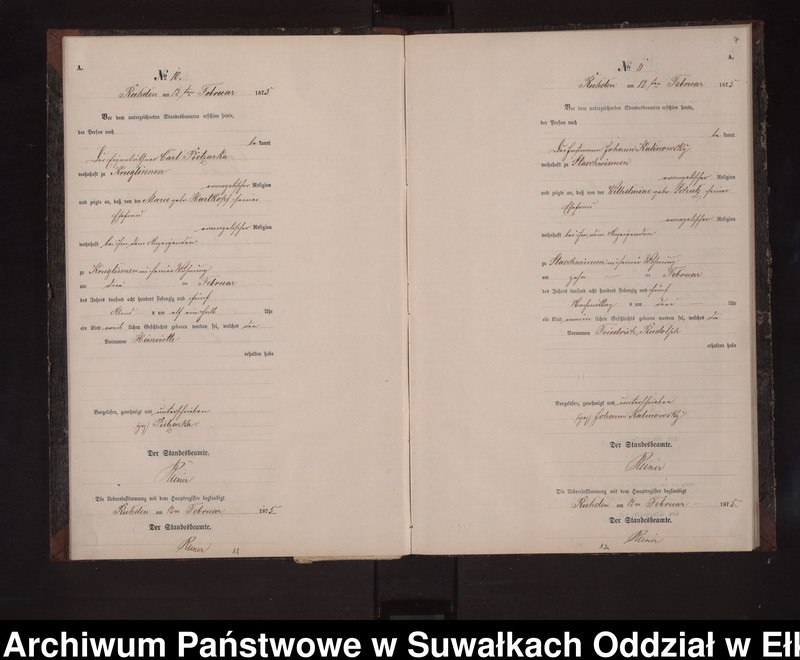 Obraz 10 z jednostki "Geburts-Neben-Register des Preussischen Standes-Amtes Stasschwinnen Kreis Loetzen"
