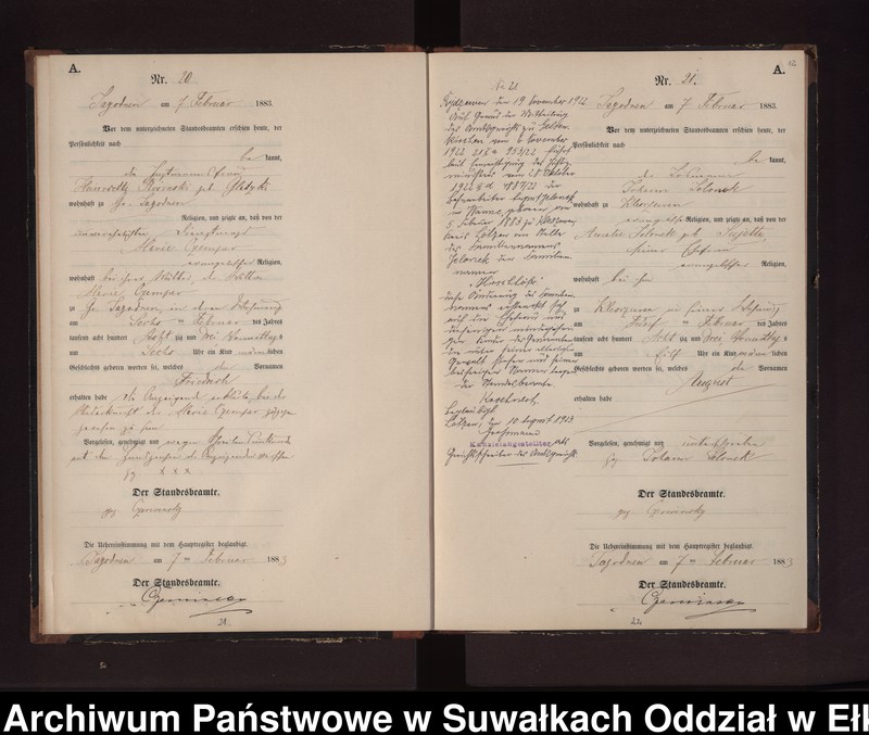 image.from.unit.number "Geburts-Neben-Register des Preussischen Standes-Amtes Rydzewen Kreis Loetzen"