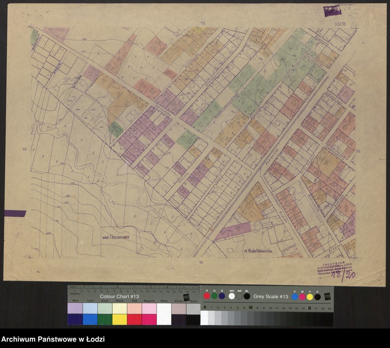 Obraz 1 z jednostki "Plan m. Łodzi 1:2000 z oznaczeniem nieruchomości niezabudowanych lub niedostatecznie zabudowanych. Sekcja SW83"