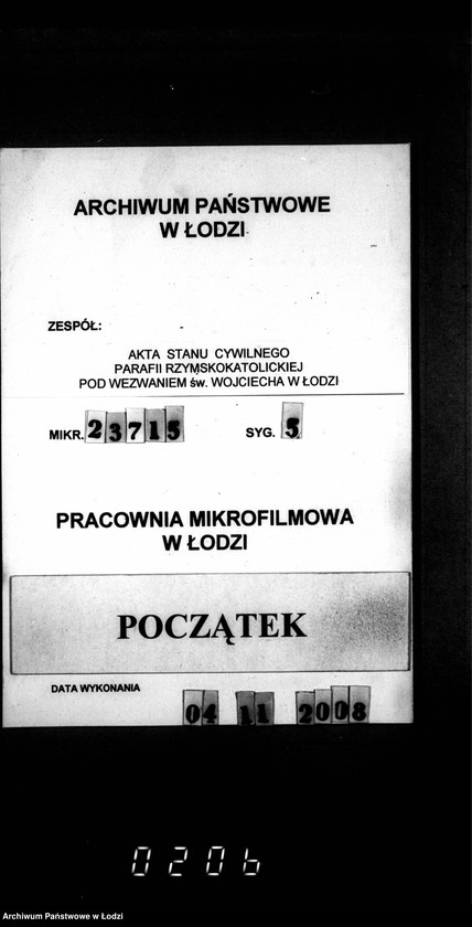 Obraz 1 z jednostki "Akta urodzeń, małżeństw i zgonów"