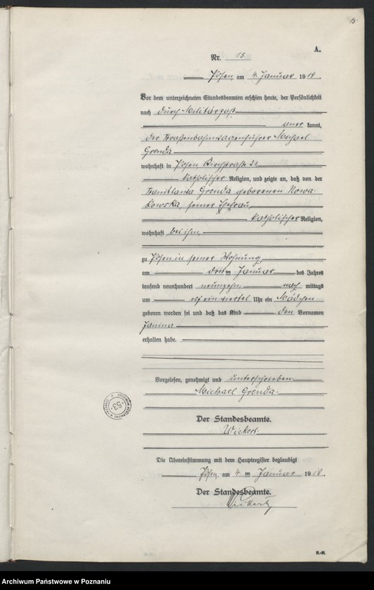 Obraz 17 z jednostki "Księga urodzeń odpis tom I [Rejestr poboczny urodzeń]"