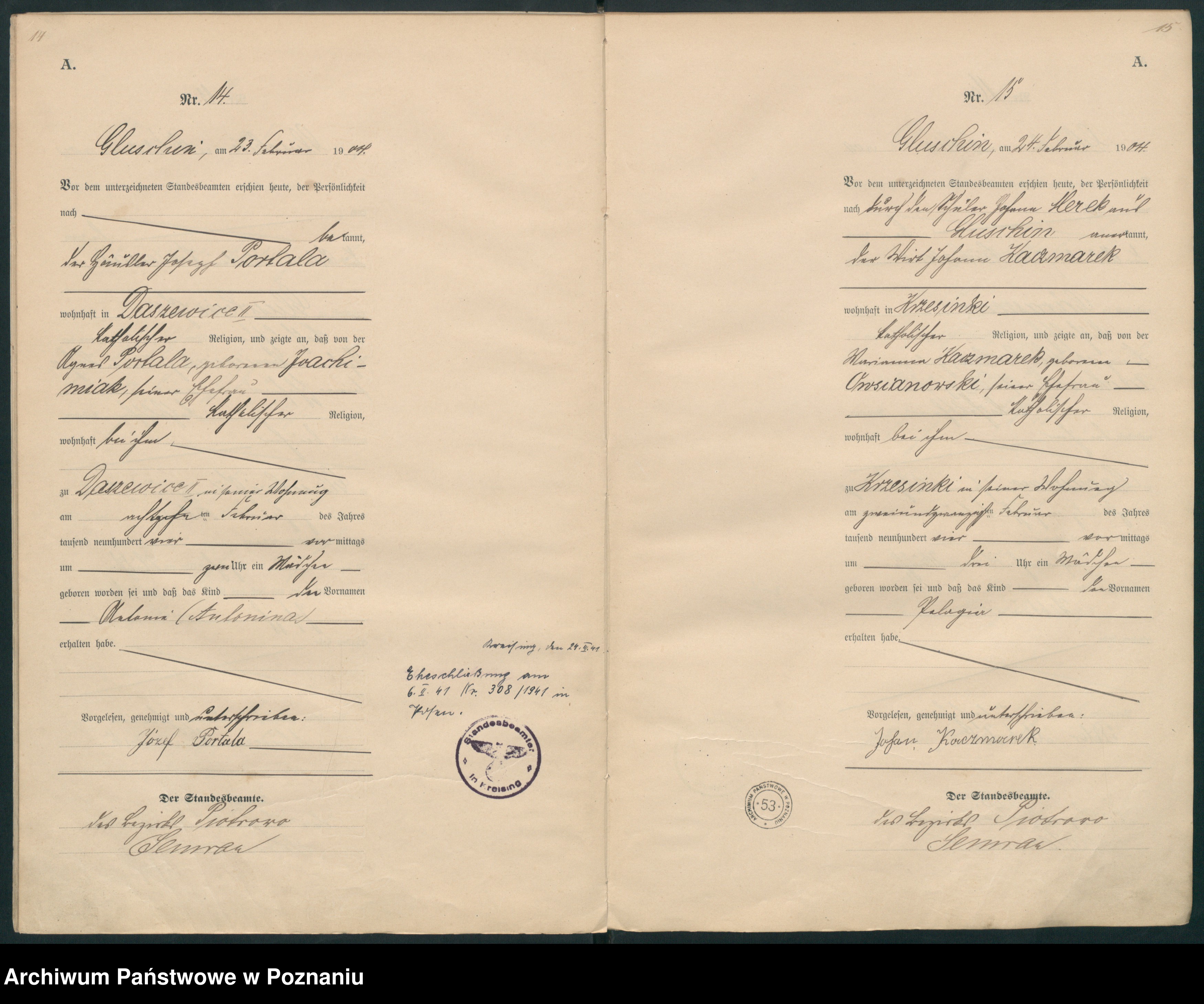 Skan z jednostki: Księga miejscowa urodzeń