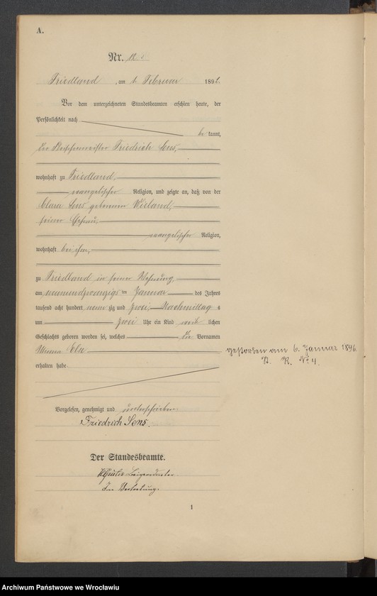 image.from.unit.number "Księga urodzeń USC Mieroszów (Friedland) 1892"