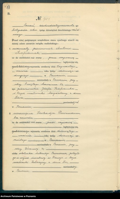 Obraz 20 z jednostki "Księga miejscowa małżeństw tom IV [Rejestr główny małżeństw]"