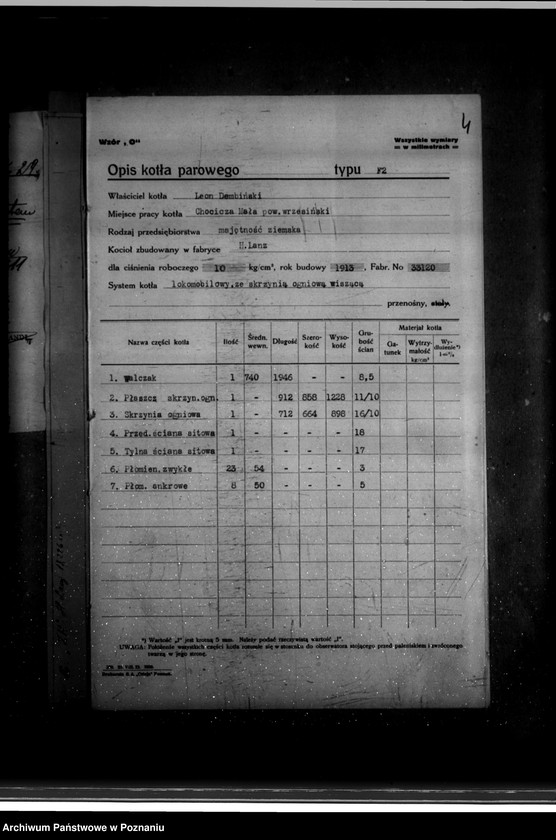 image.from.unit.number "Majętność ziemska w Chociczy Małej powiat wrzesiński własność L. Dembińskiego nr woj. kotła 6388"