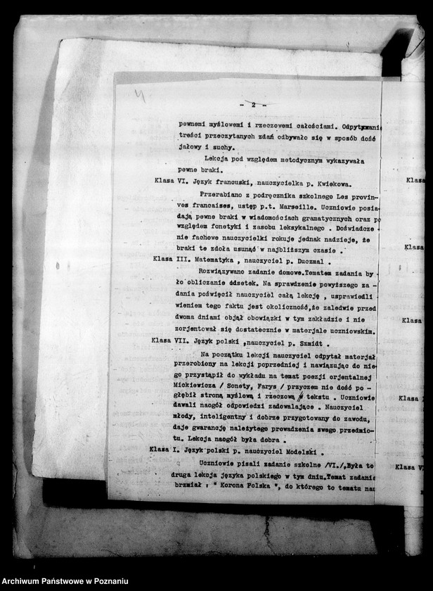 Obraz 7 z jednostki "Wielkopolskie Gimnazjum Koedukacyjne Czajkowskiego - Poznań [sprawozdania z wizytacji i sprawozdania roczne szkoły]"