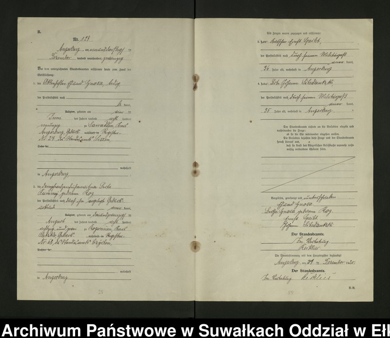 image.from.unit.number "[Heirats - Register (Neben - Register) Standesamt Angerburg einschl. der Bezirke, Gr. Strengeln, Prinowen und Kehlen Kreis Angerburg] No 116 bis 129"