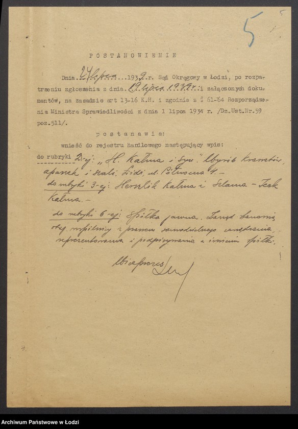 Obraz 7 z jednostki "Herszlik Kałma i Szlama Icek Kałma – wyrób krawatów, apaszek i szali"