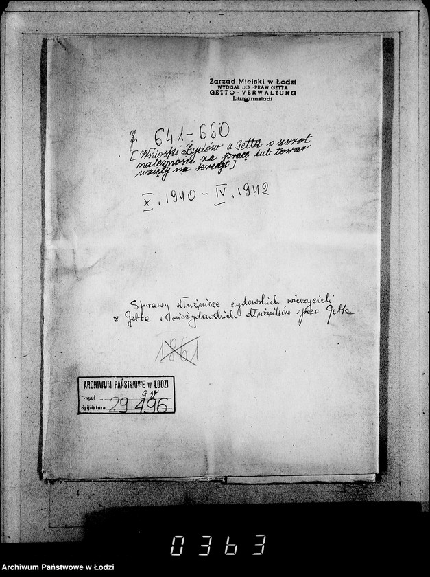 Obraz 4 z jednostki "J. 641-660.[Wnioski Żydów z Getta o zwrot należności za pracę lub towar wzięty na kredyt]"