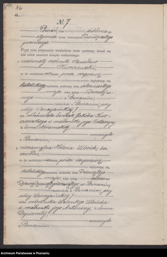 Obraz 18 z jednostki "Księga miejscowa małżeństw tom I [Rejestr główny małżeństw]"